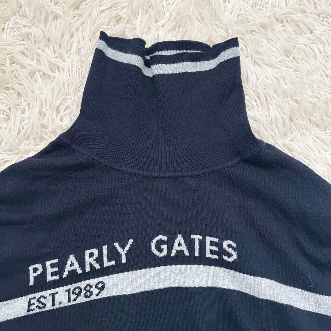 2023✨️パーリーゲイツ XL カシミヤタッチ天竺 タートルネックニット 濃紺