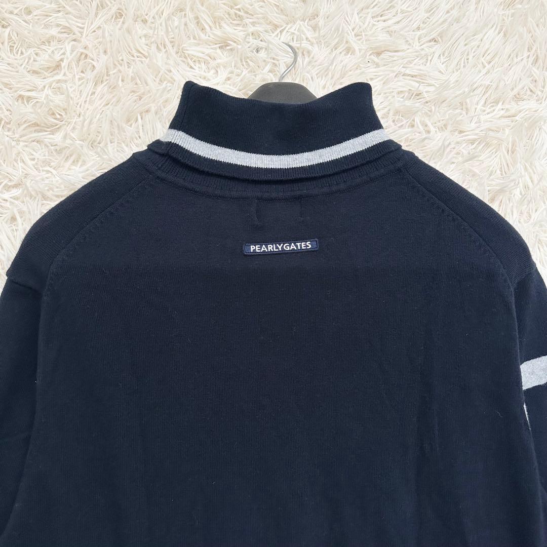 2023✨️パーリーゲイツ XL カシミヤタッチ天竺 タートルネックニット 濃紺