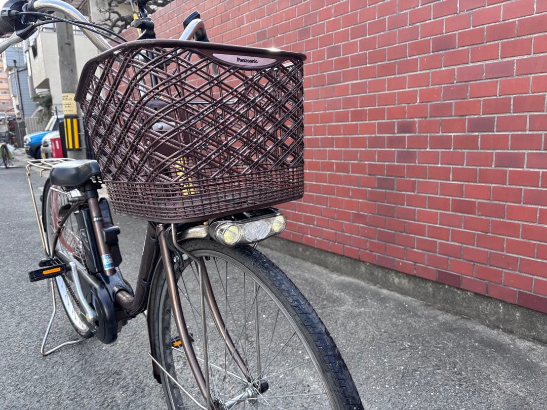 Panasonic電動アシスト自転車 ブラウン 前カゴ付き