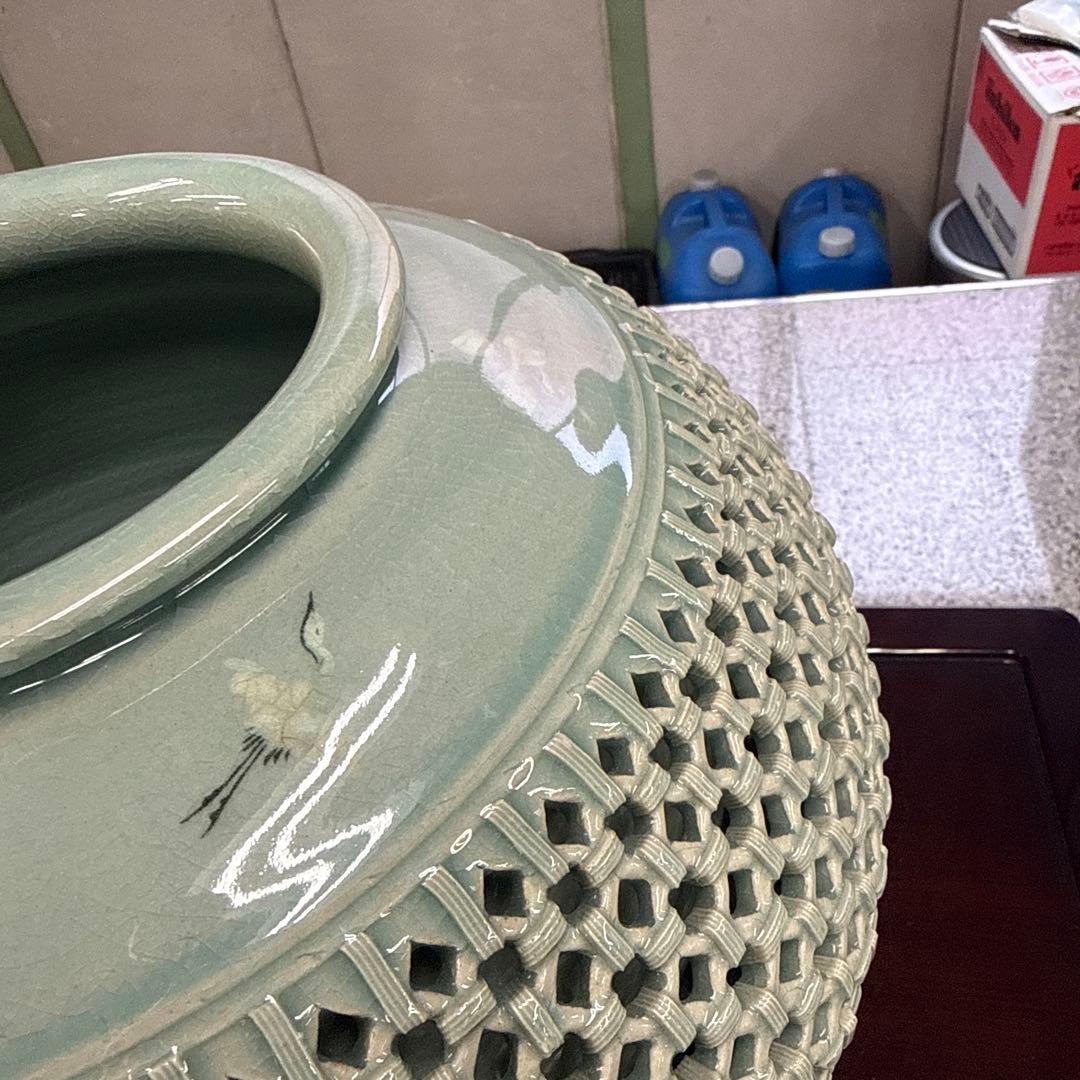 陶器 花瓶 花器 台付 置物 インテリア アンティーク ツボ 小物 格安