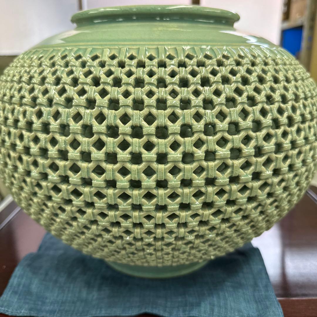 陶器 花瓶 花器 台付 置物 インテリア アンティーク ツボ 小物 格安