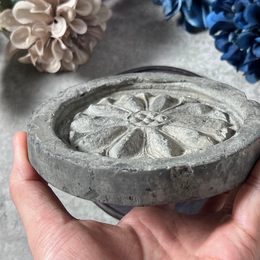 【美術館級】中国 蓮花文軒丸瓦硯 6-8世紀 南北朝瓦硯 連弁瓦 軒丸瓦 鐙瓦