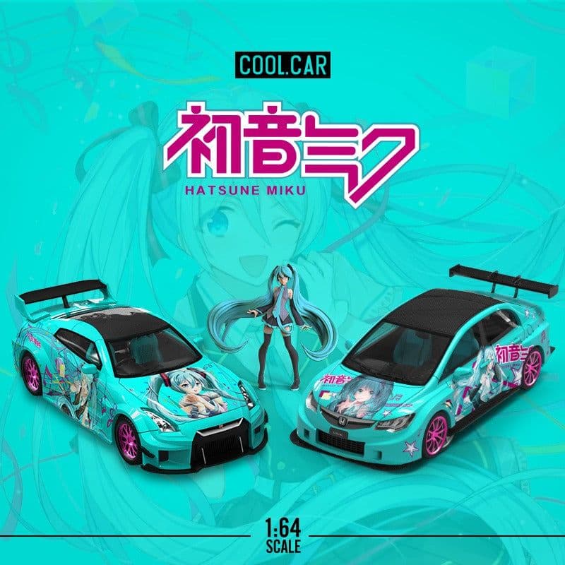 1/64 COOLCAR GT-R + CIVIC 初音ミクフィギュア付き