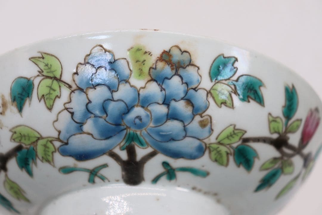 ※中国　清時代　粉彩　花卉紋高台皿　送料込み250529