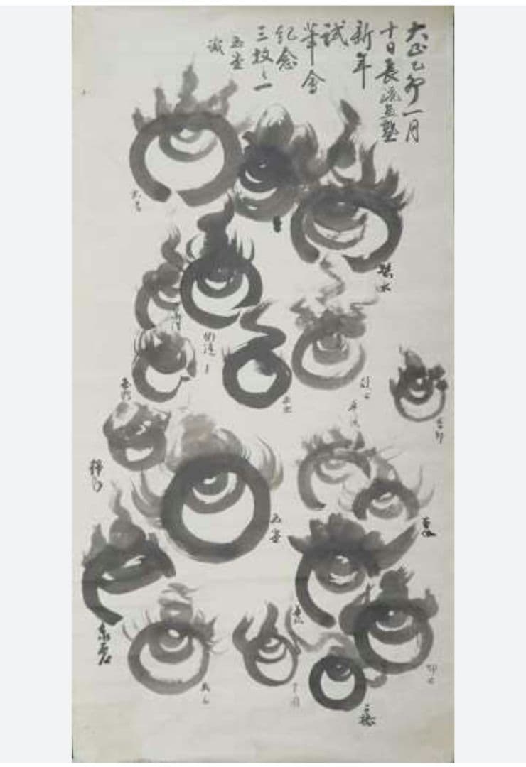 川合玉堂　石塚晃渓　宝珠　長流画塾新年試筆会記念