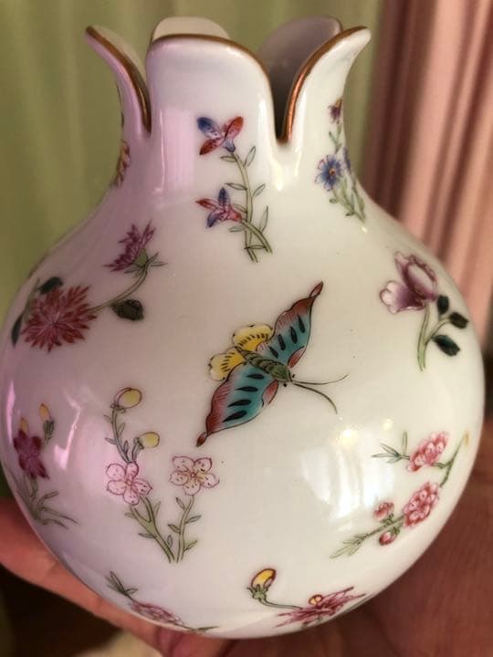 大青雍正年製款、石榴瓶、粉彩花鸟、花瓶、