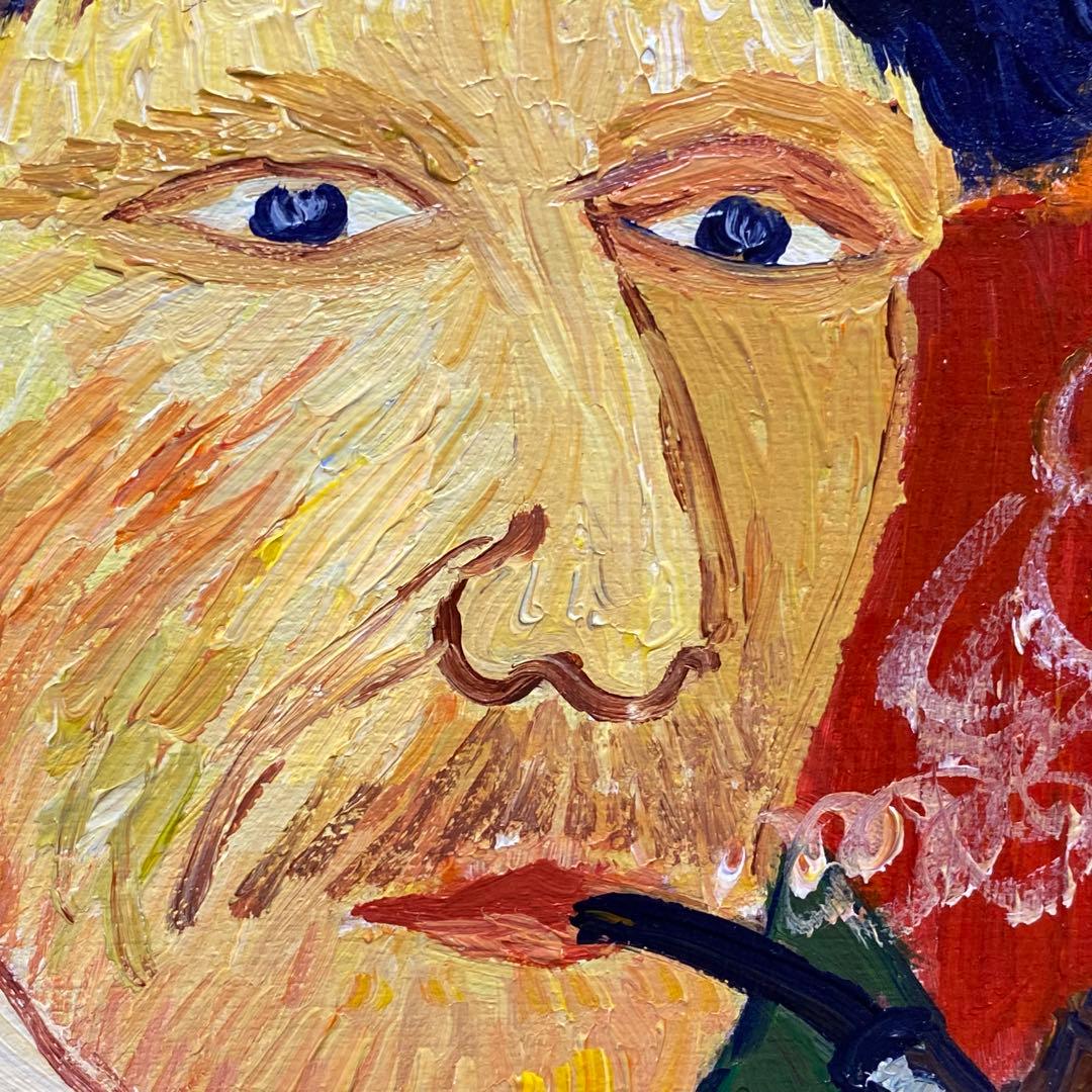 ゴッホ模写 油絵 額縁付き 30×40cm 名画インテリア 絵画 自画像 油彩