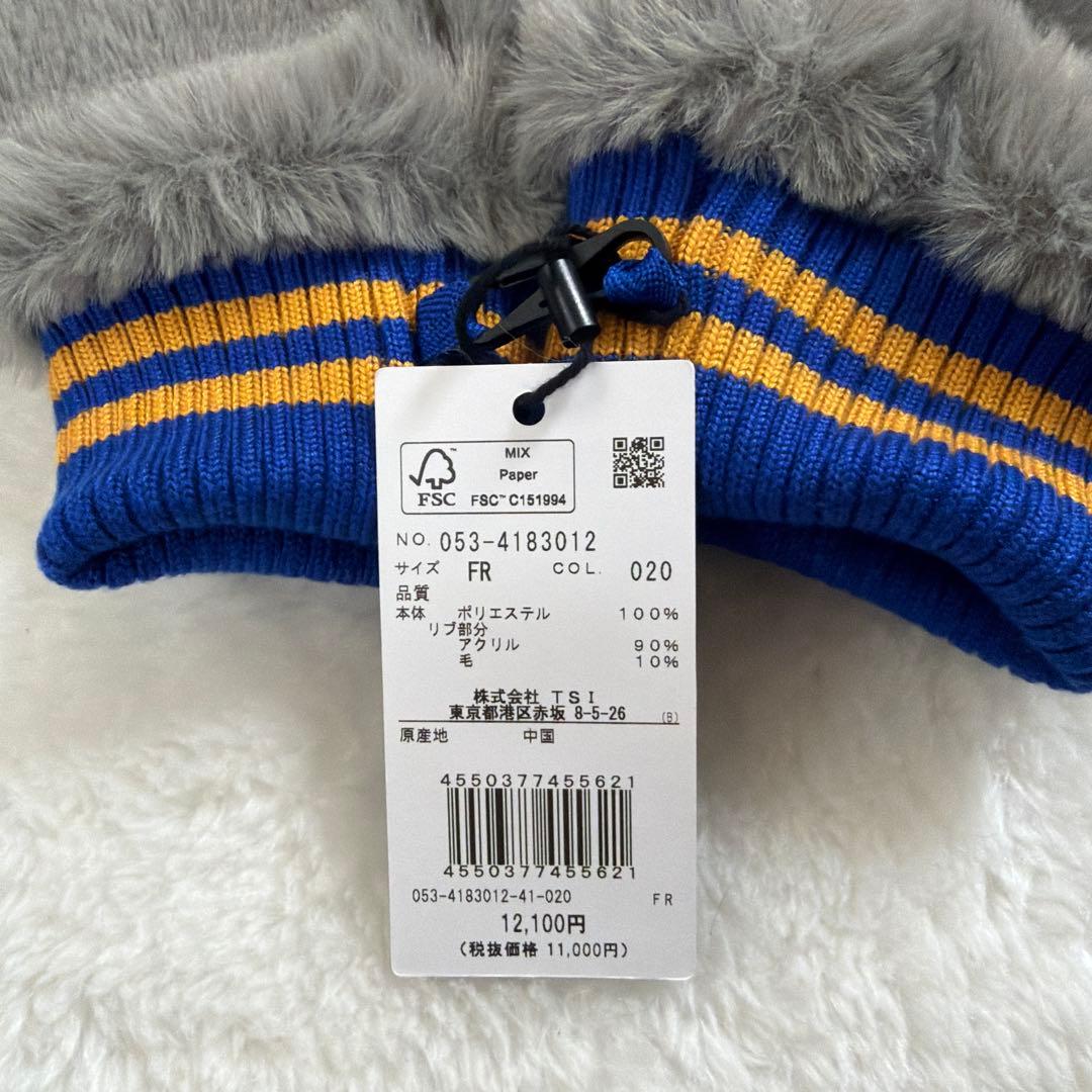 新品PEARLY GATES フェイクファー指ぬきミトン カレッジロゴ グレー