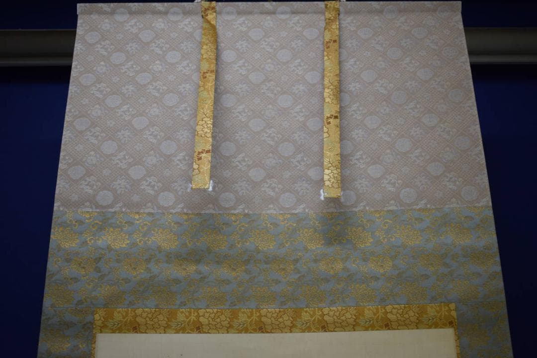 模写/酒井抱一/柿に鴬図/金襴表装/梅荘の桐極二重箱付/布袋屋掛軸HH-904