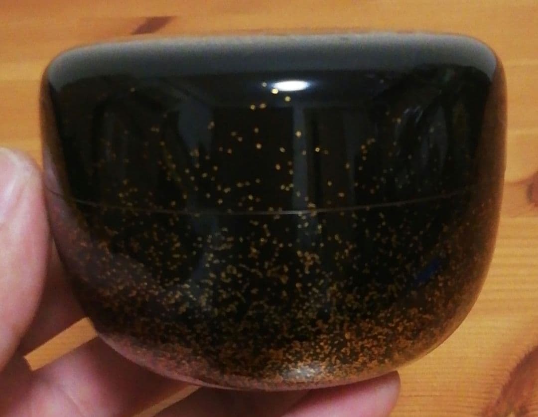 抱悦作　加州　描金　詰平目　梨地　棗　共箱　茶道具