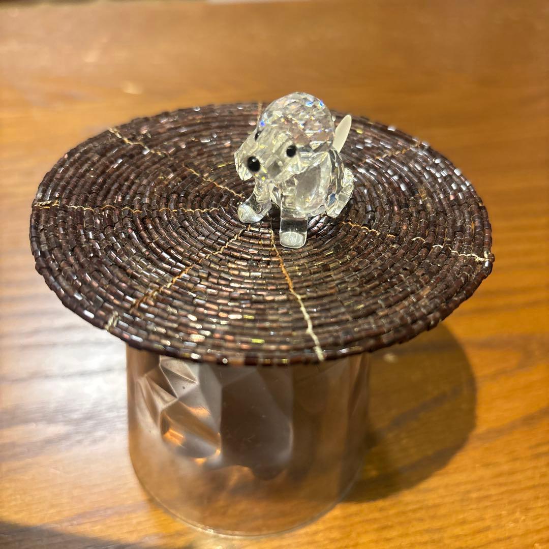 スワロフスキー　犬（ビーグル）、フクロウ　クリスタル置物２つセット