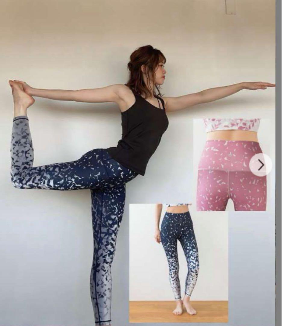 【SUKALA】リーフパネルブラトップ&レギンス 上下ヨガウェアセット　L