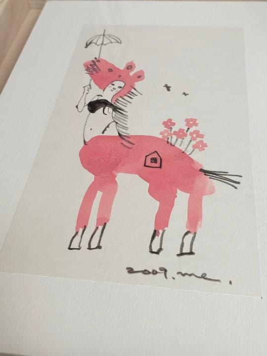 足田メロウ　原画　直筆サイン　絵画　希少　ペガサス　フラワー　額付き