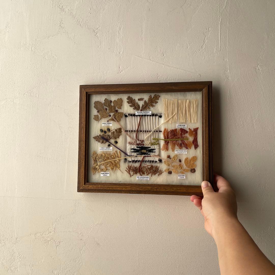 ネイティブアメリカン ナバホ族 草木染め 色見本 オルテガ 毛織物 額装 木製