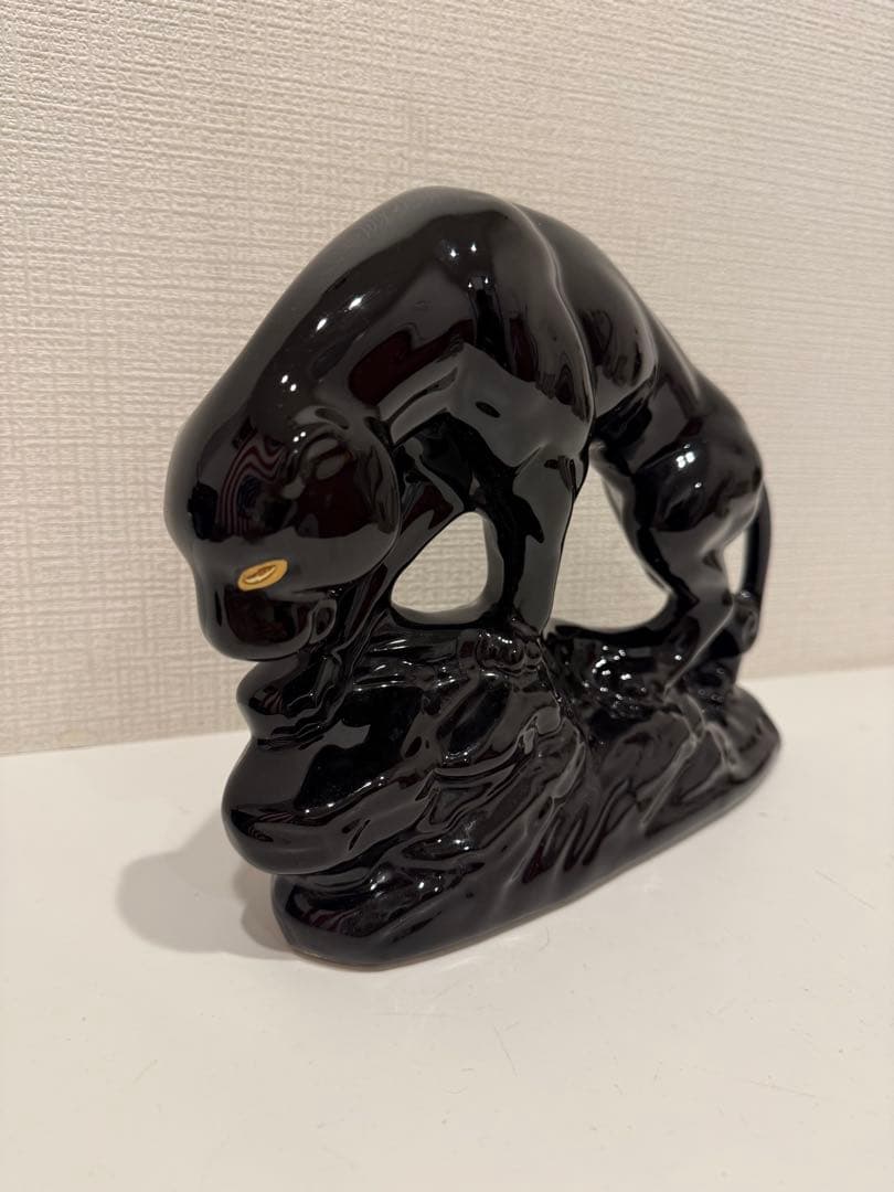 ★セラミック★黒豹★置物★ブラックパンサー★工芸品★インテリア★ヴィンテージ