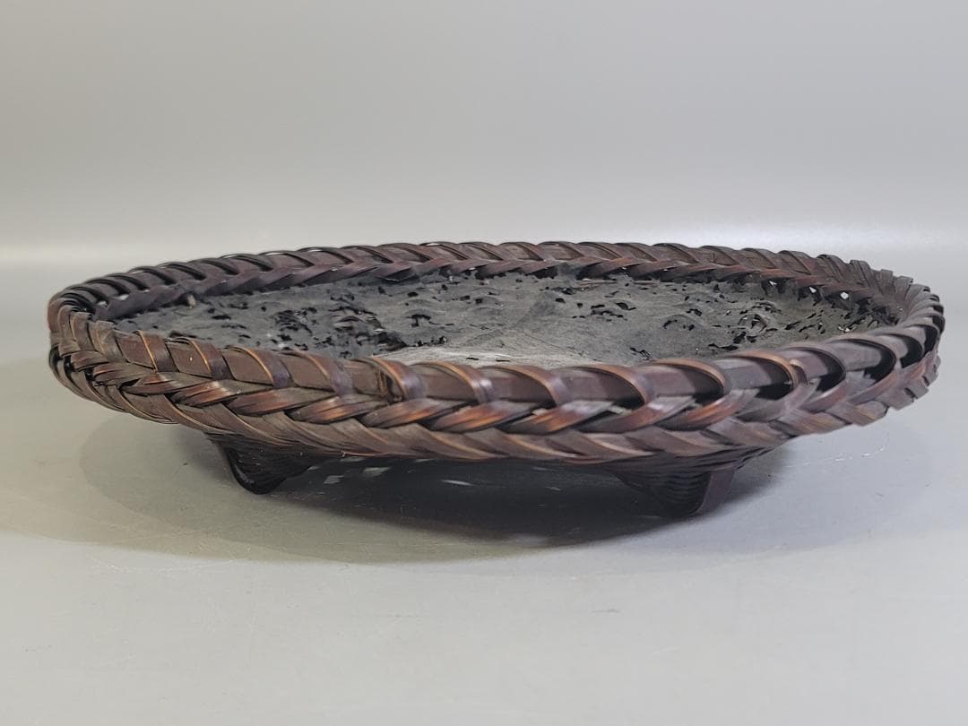 茶道具 竹籠 炭斗 時代物 DT707