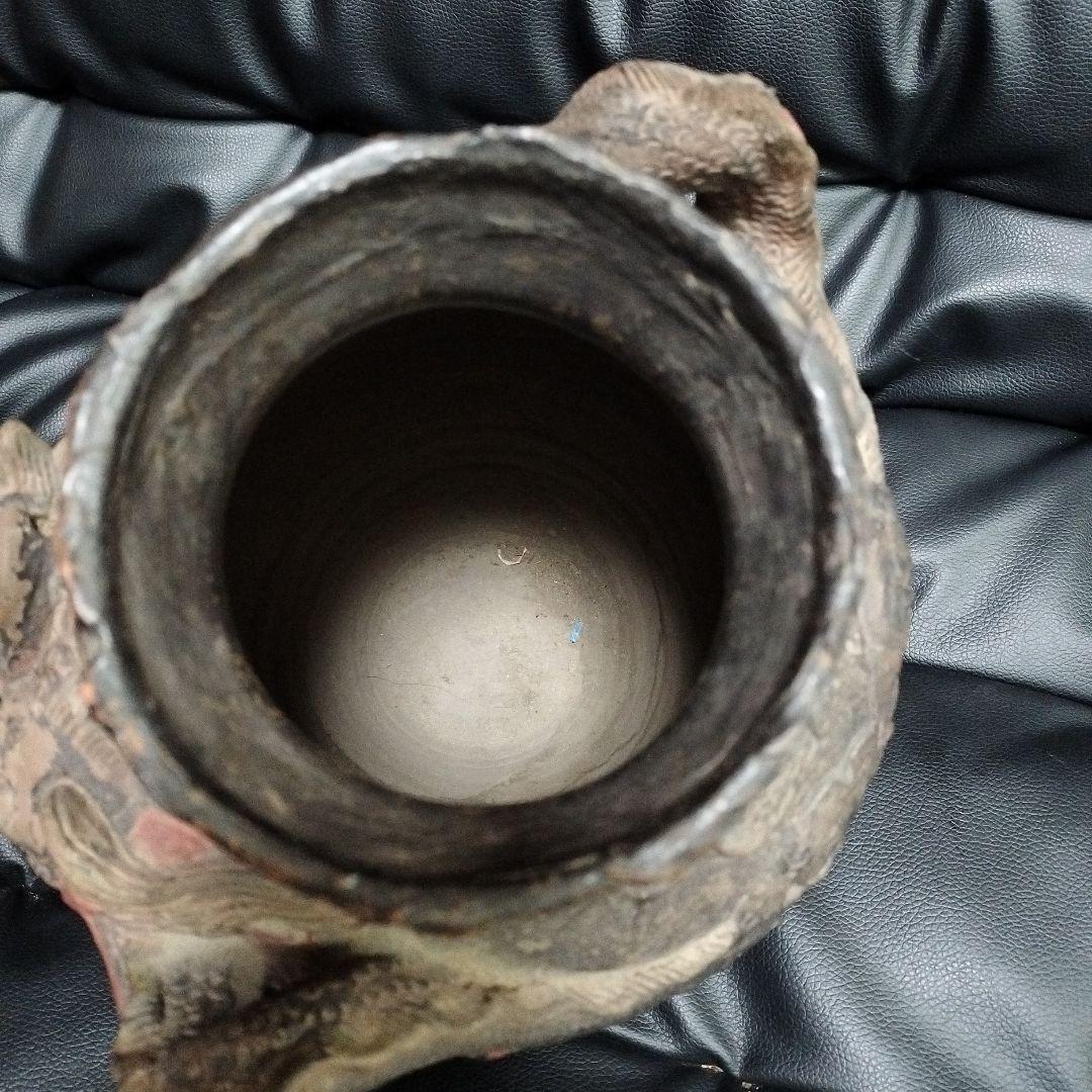 古琉球 双耳壺 龍文 古典焼 壺 琉球古陶 古美術 骨董 アンティーク