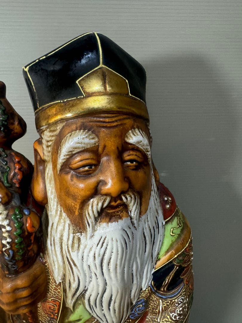 2500 九谷焼 寿老人 置物 縁起物　38cm 時代物