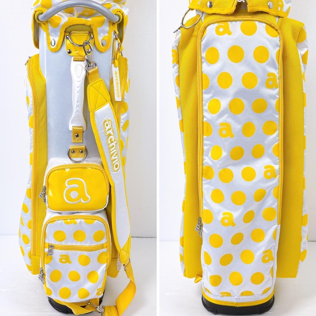 archvio　2021年　キャディバッグ　イエロー　9型／アルチビオ　ドット柄