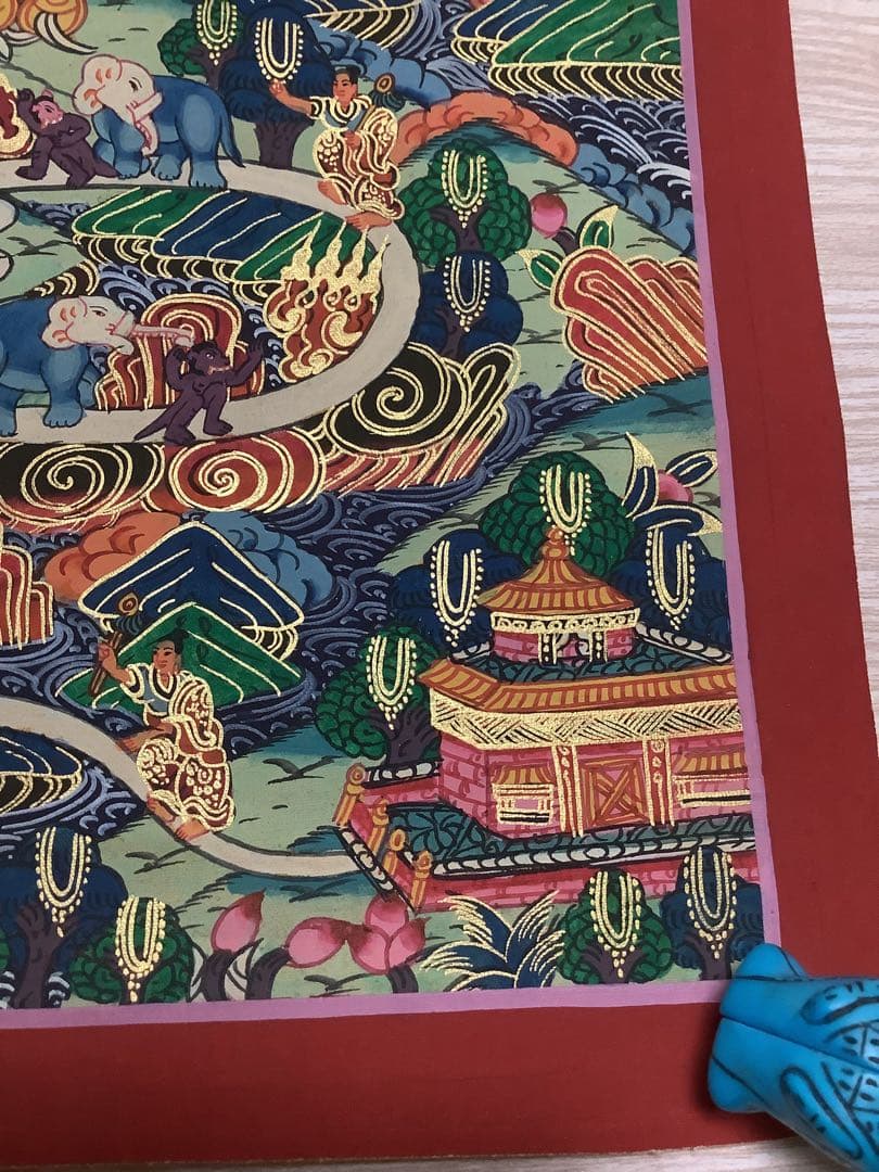 《 チベット密教　新品　1点物 》 手描き　曼荼羅　天国への道　仏画　仏教　g4