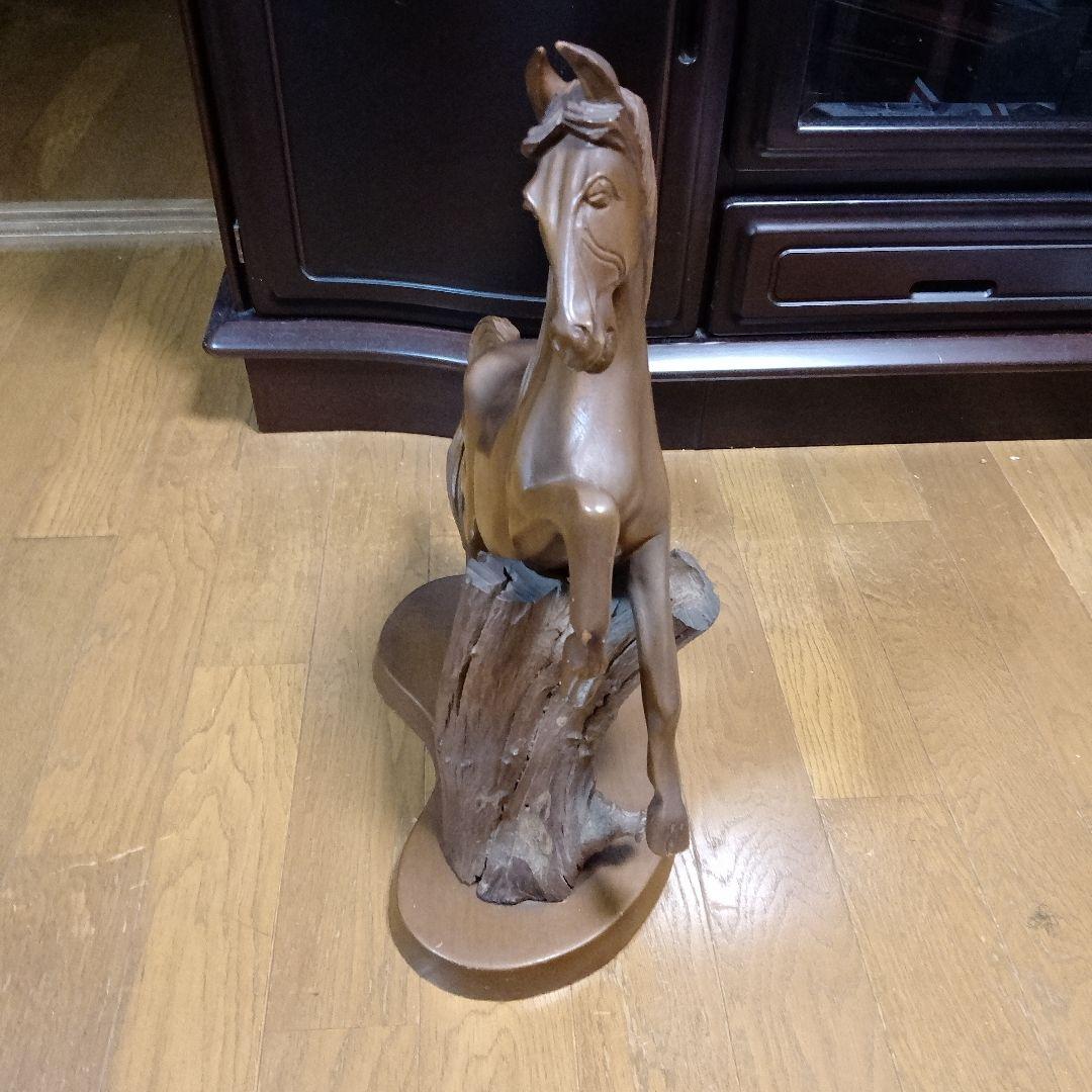 美品！アンティ―ク！今年は馬年！木製馬の彫刻 ブラウン 約50cm