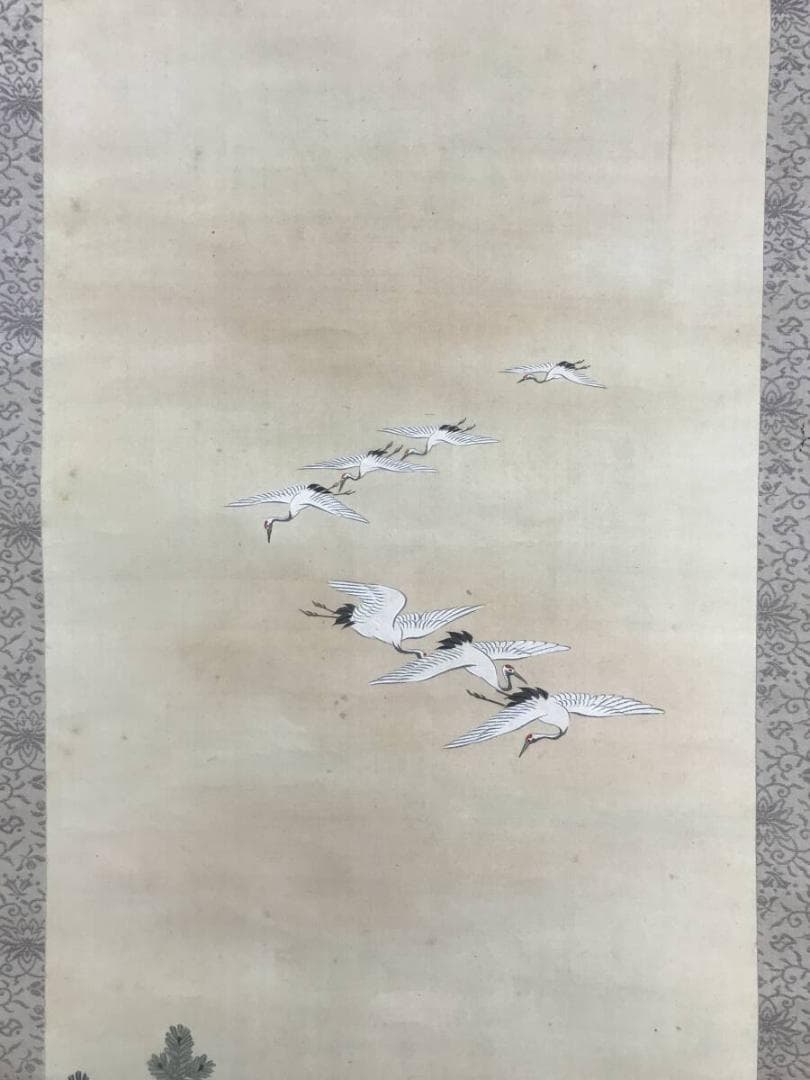 真作/長谷川玉峰/松梅鶴亀図/双幅/祝掛軸/正月掛軸/掛軸☆宝船☆AH-508