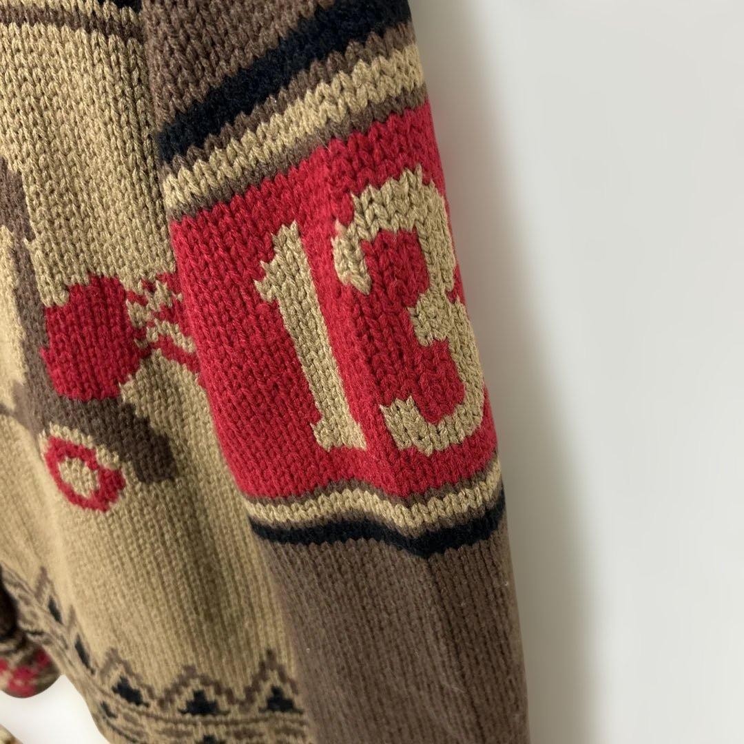 ラッセルノ スカル柄 ショールカラー ニット M ゴルフウェア