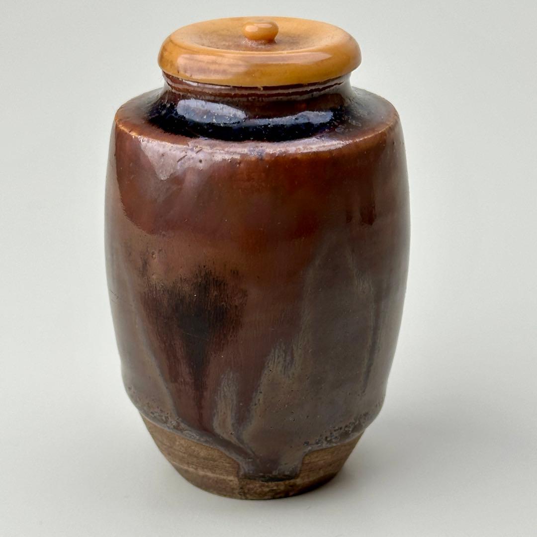 江戸後期頃 茶入れ 茶道具 時代物 仕覆付き 骨董品　アンティーク