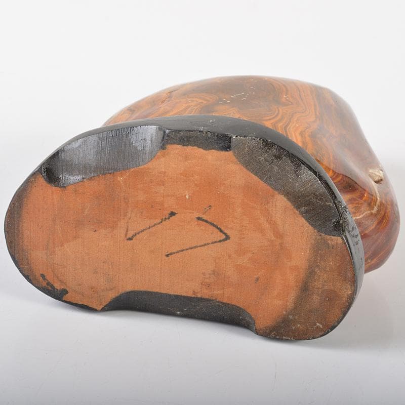 天然石　鑑賞石　置物　重さ約1.2kg　唐木台付　V　R6429