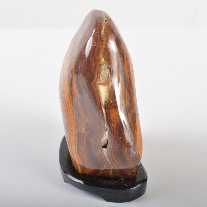 天然石　鑑賞石　置物　重さ約1.2kg　唐木台付　V　R6429