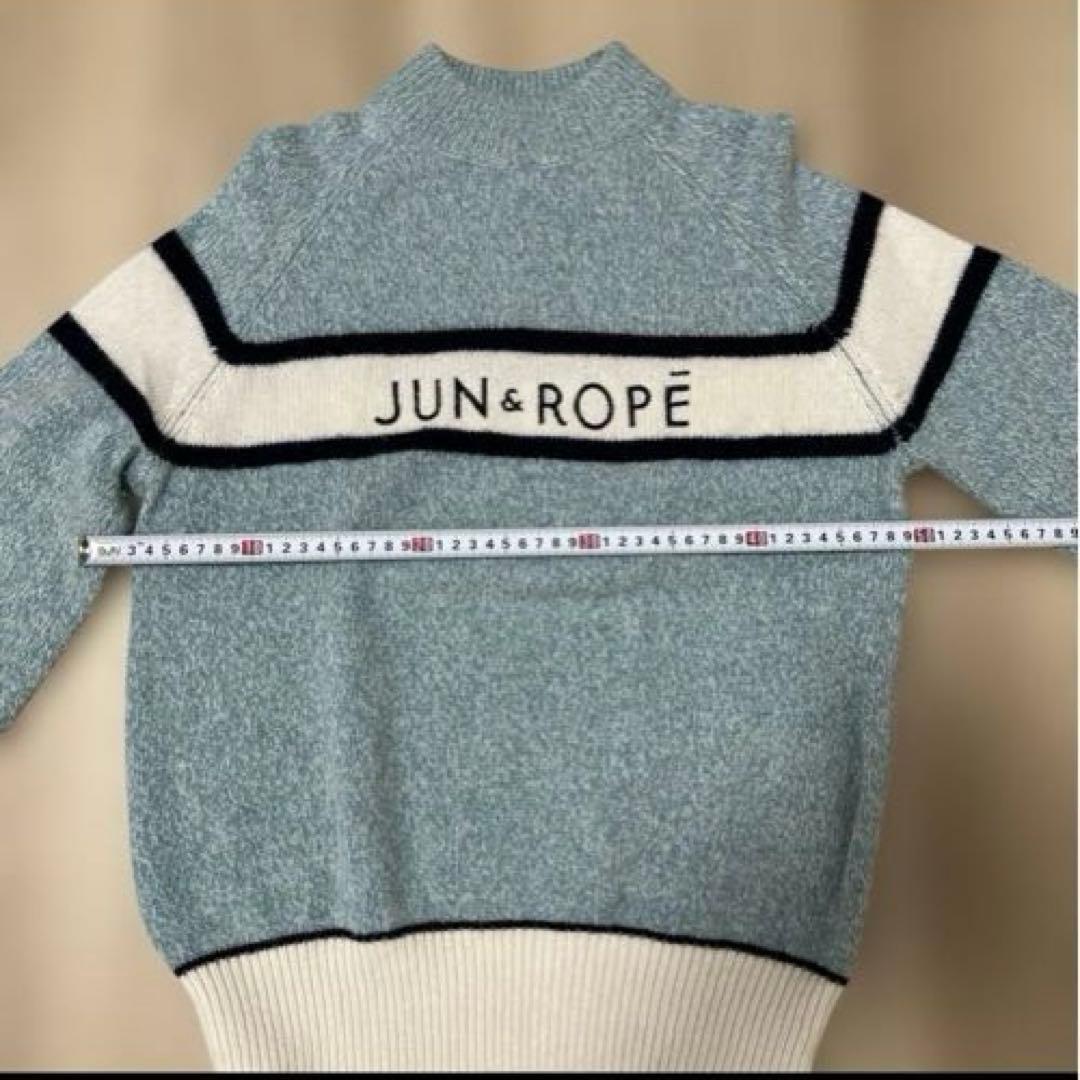 良品 JUN&ROPE フロントロゴパフスリーブ長袖プルオーバー ニット