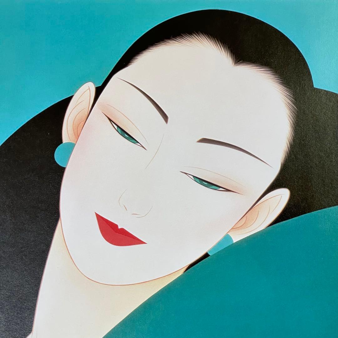 【希少品】鶴田一郎　美人画　絵画　日本女性　額入り　年代物　保管品　骨董