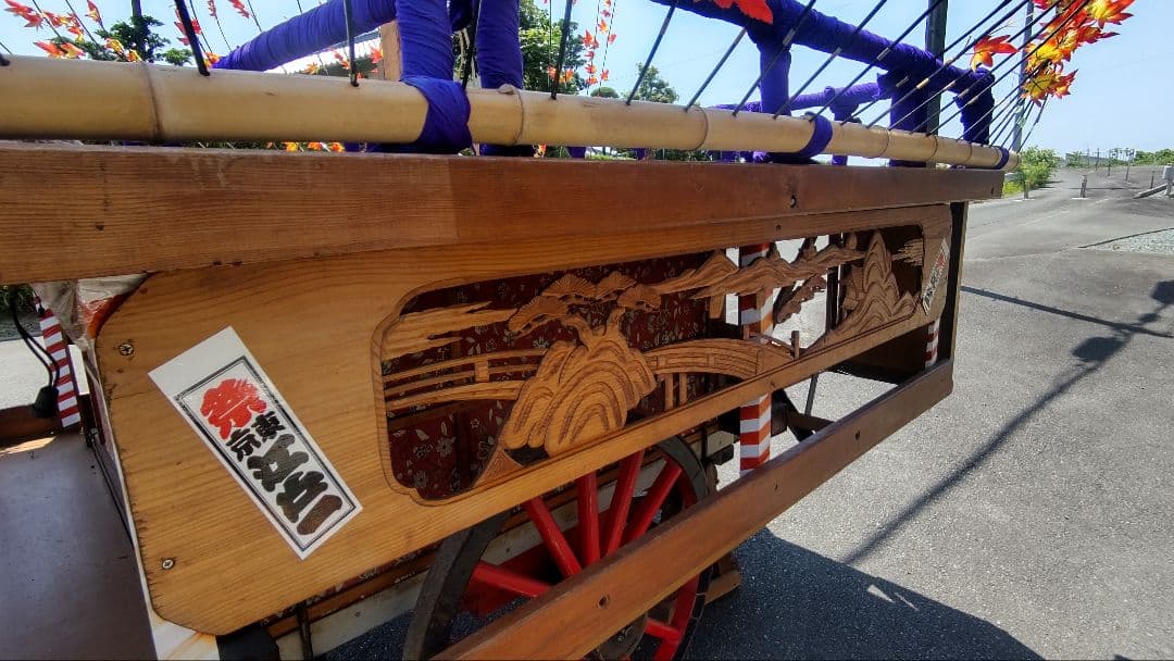 木製祭りの山車 提灯 小太鼓付き
