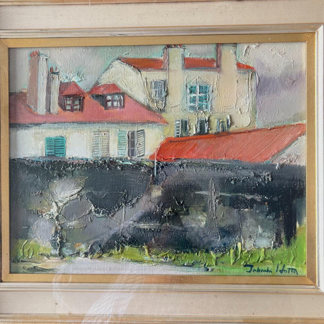 油絵　堀田髙　「裏窓」　1970年制作　６号 堀田高