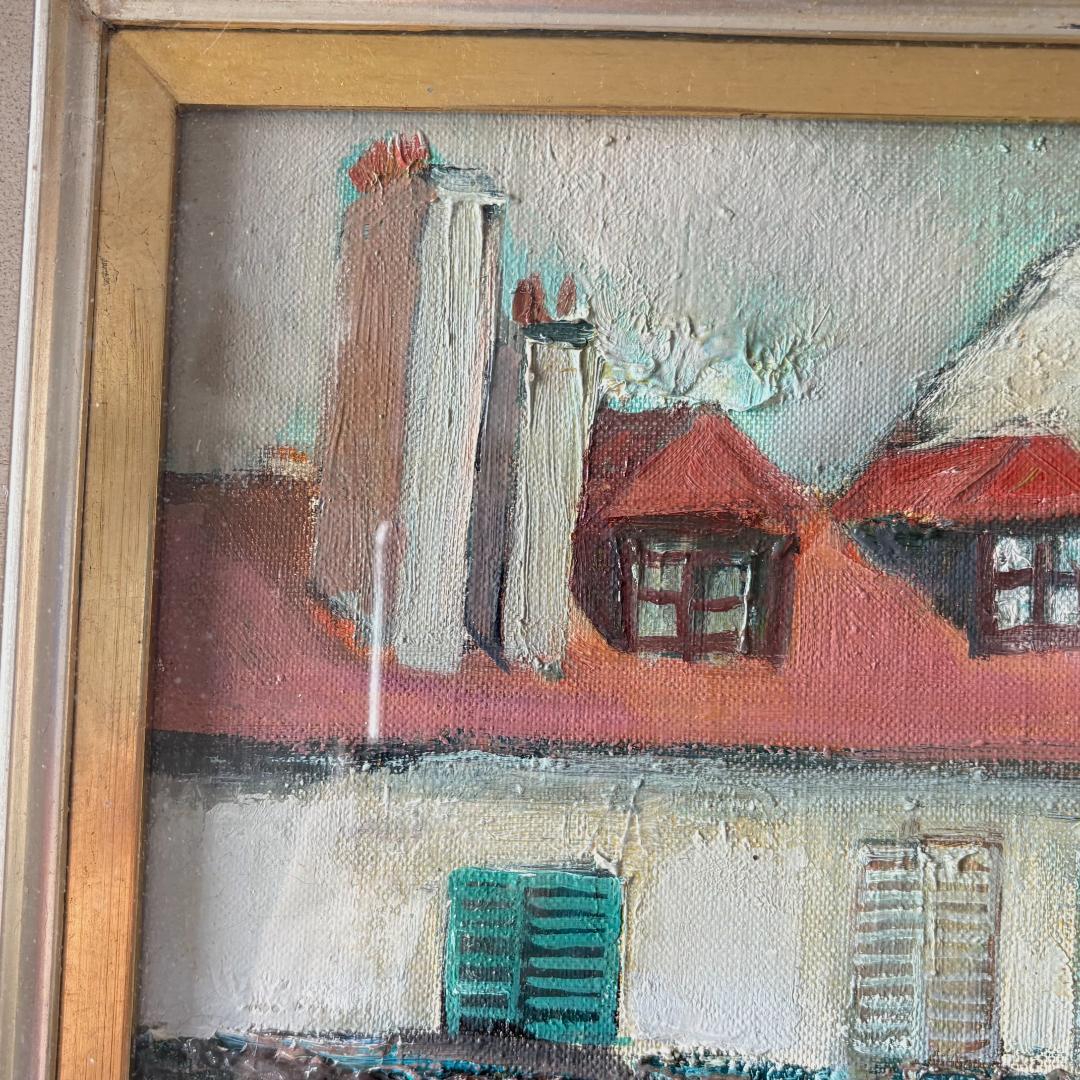 油絵　堀田髙　「裏窓」　1970年制作　６号 堀田高