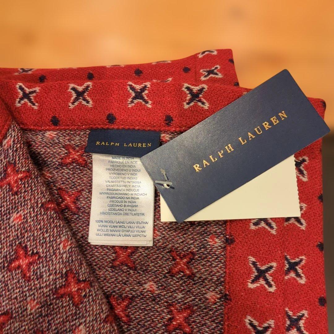 未使用　ラルフローレン　赤色ブランケット　インド製　タグ付