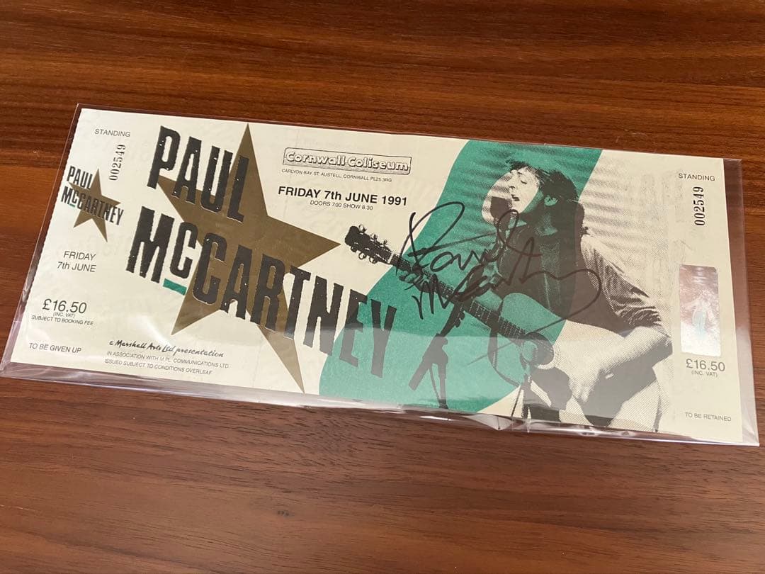 ポール・マッカートニー 1991年コンサートチケット サイン入り Beatles