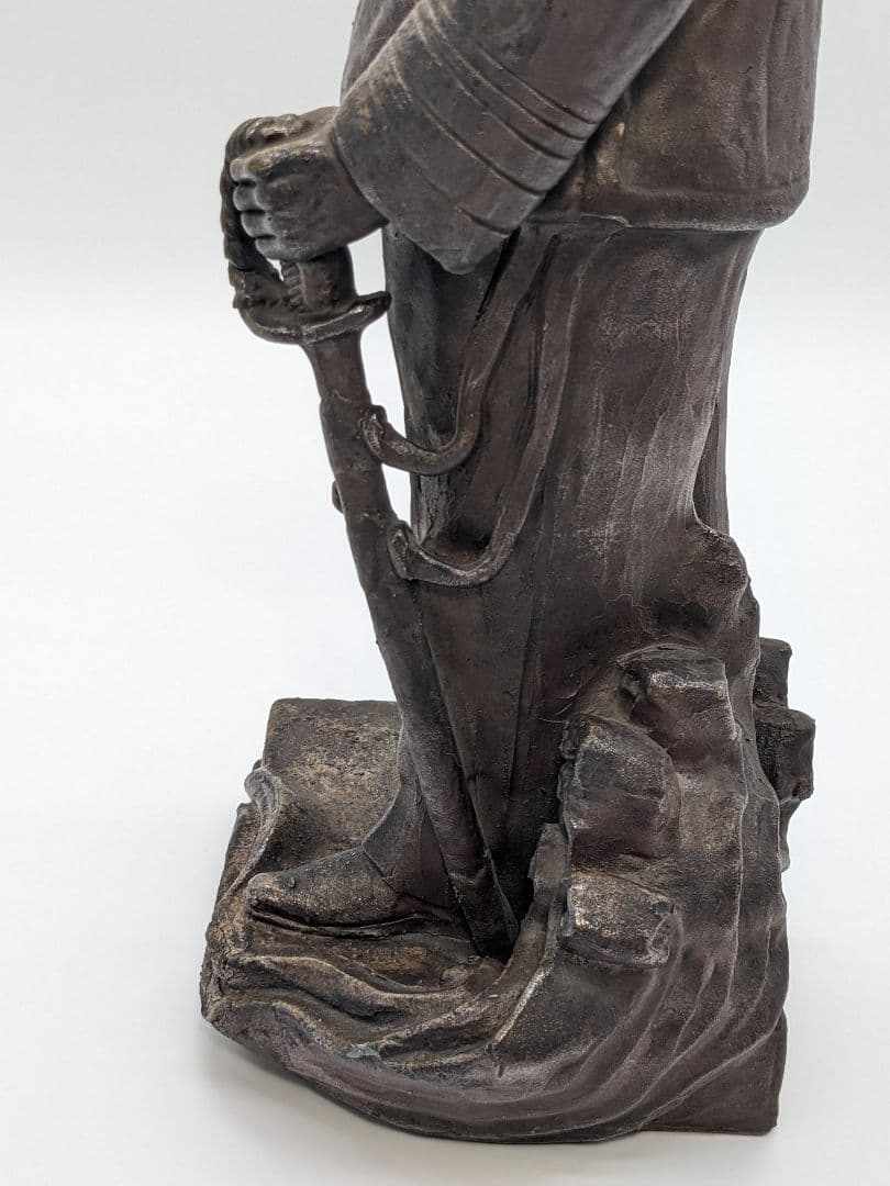 藤原陶斎 備前焼 東郷平八郎像 合箱 陶像 日露戦争 置物 細工物 藤原陶斉