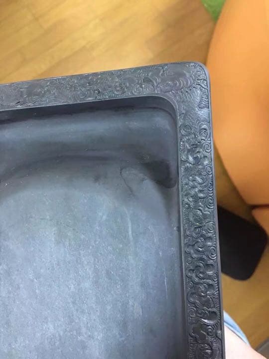 端溪硯 書道具 紫檀 清時代 龍彫