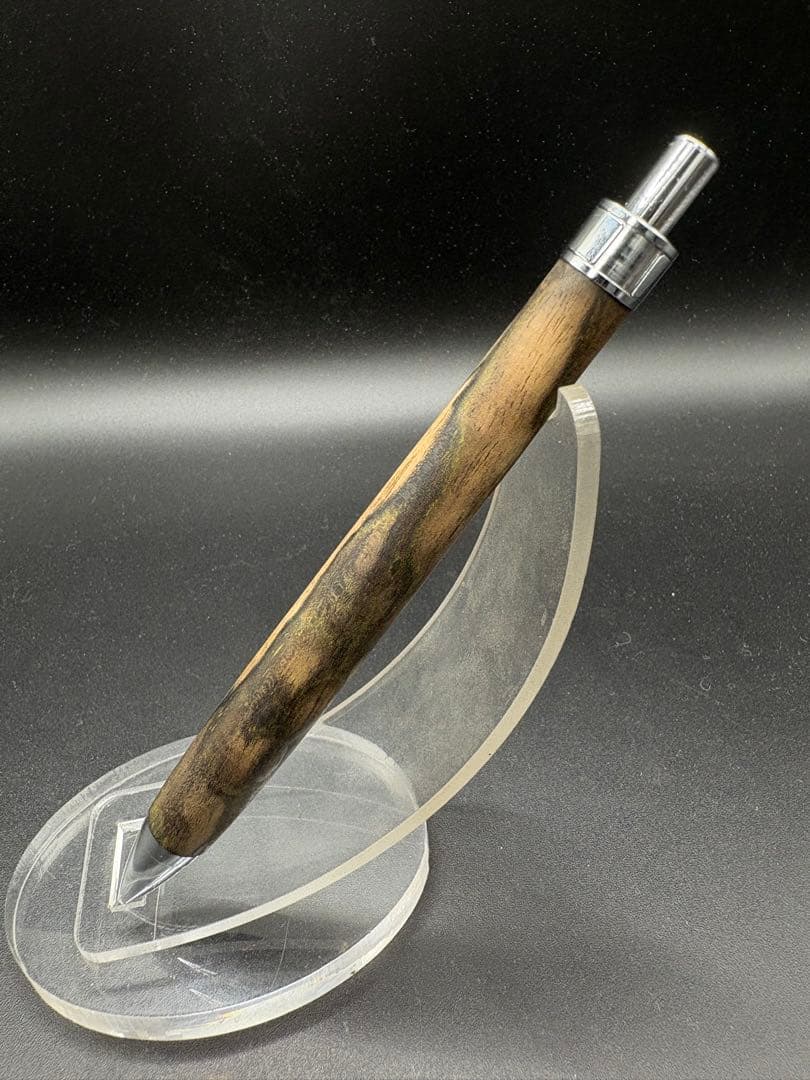 519 黒柿　孔雀杢　木軸シャーペン　ボールペン　細軸