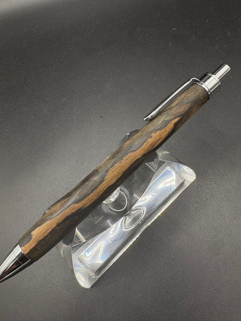 519 黒柿　孔雀杢　木軸シャーペン　ボールペン　細軸