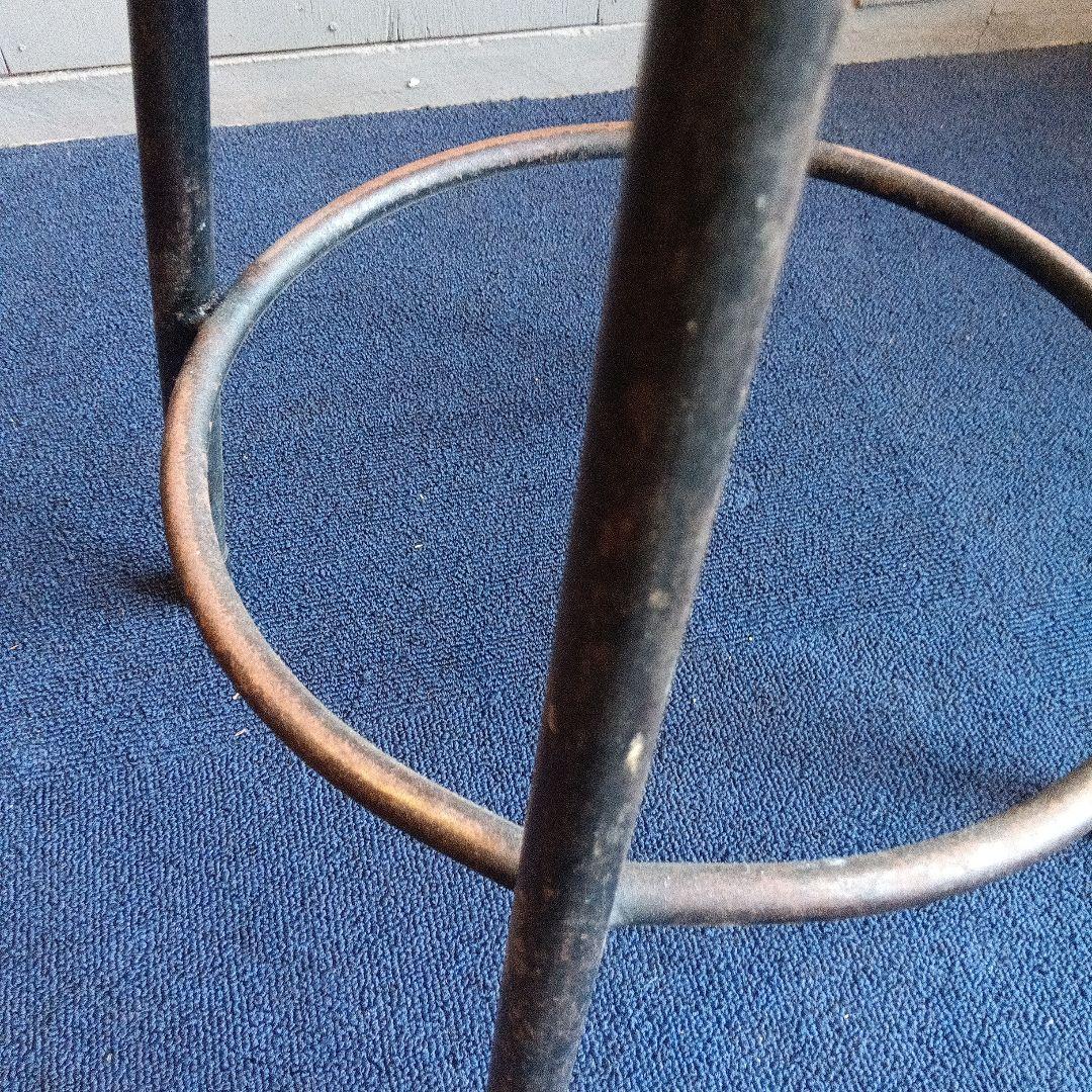 ブラウンレザー調 バースツール　椅子　昭和レトロ　アイアン