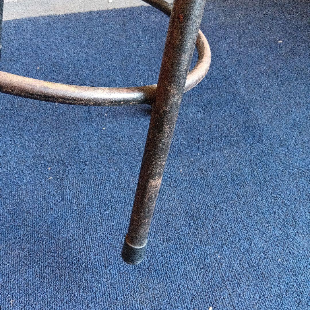 ブラウンレザー調 バースツール　椅子　昭和レトロ　アイアン