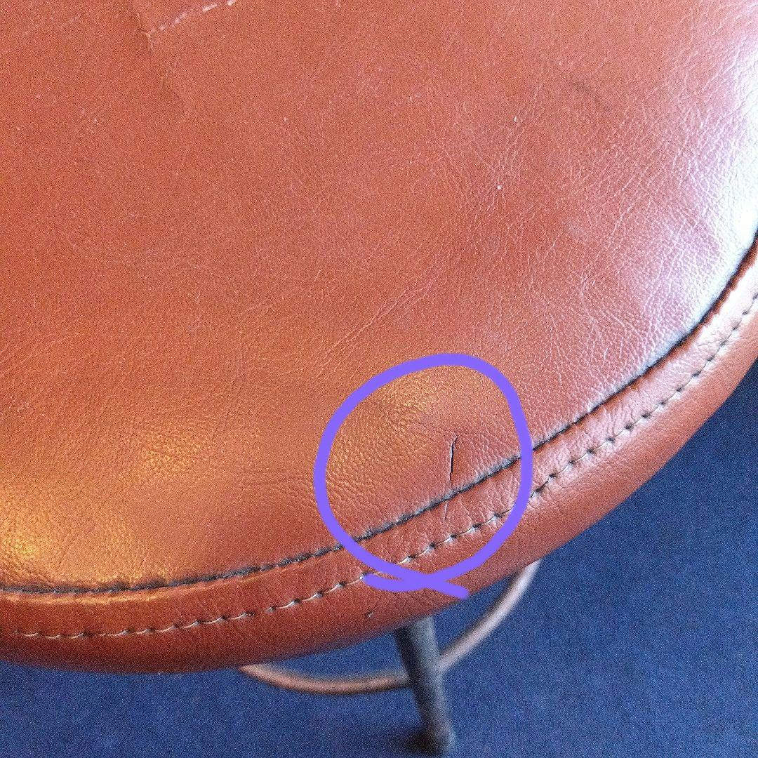 ブラウンレザー調 バースツール　椅子　昭和レトロ　アイアン