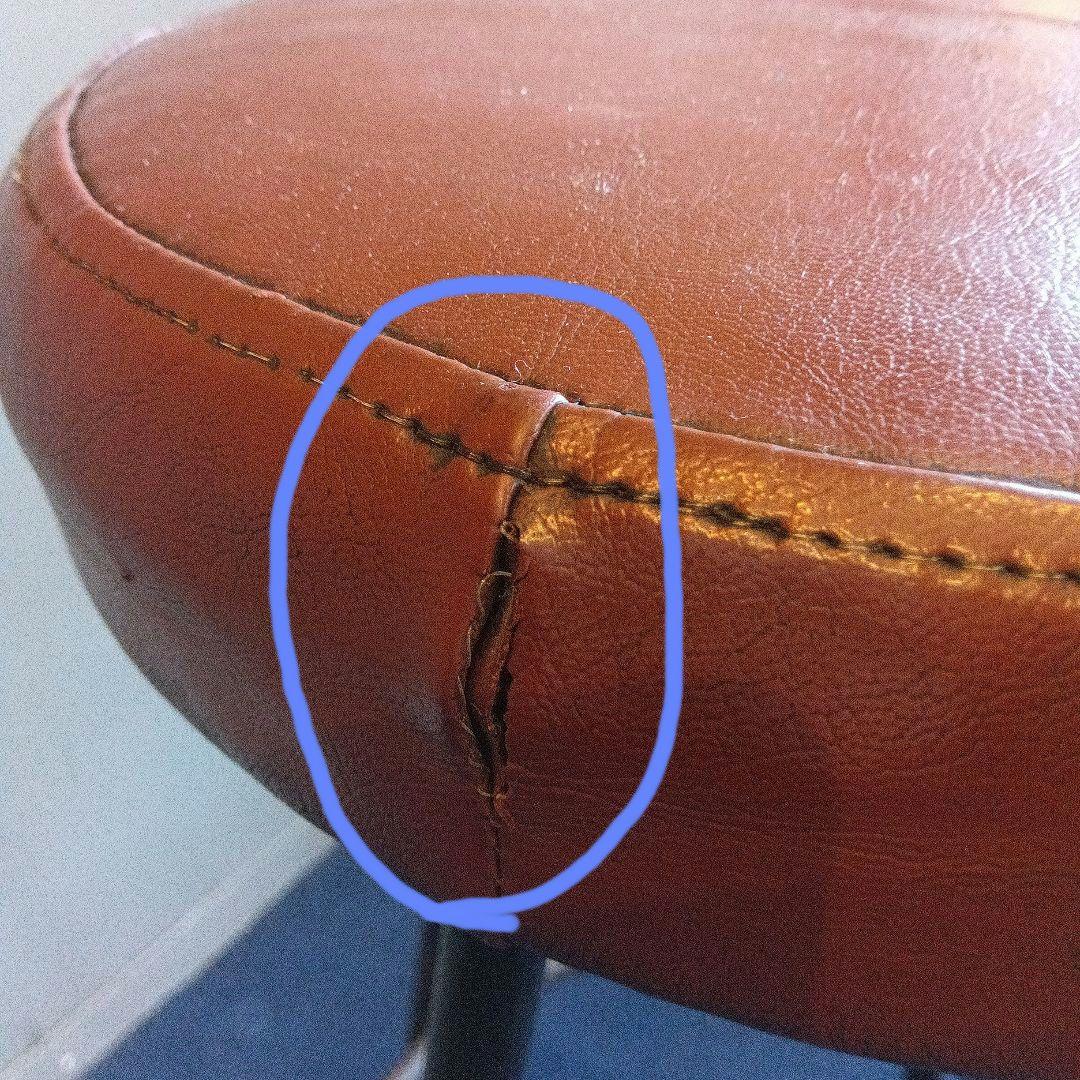 ブラウンレザー調 バースツール　椅子　昭和レトロ　アイアン