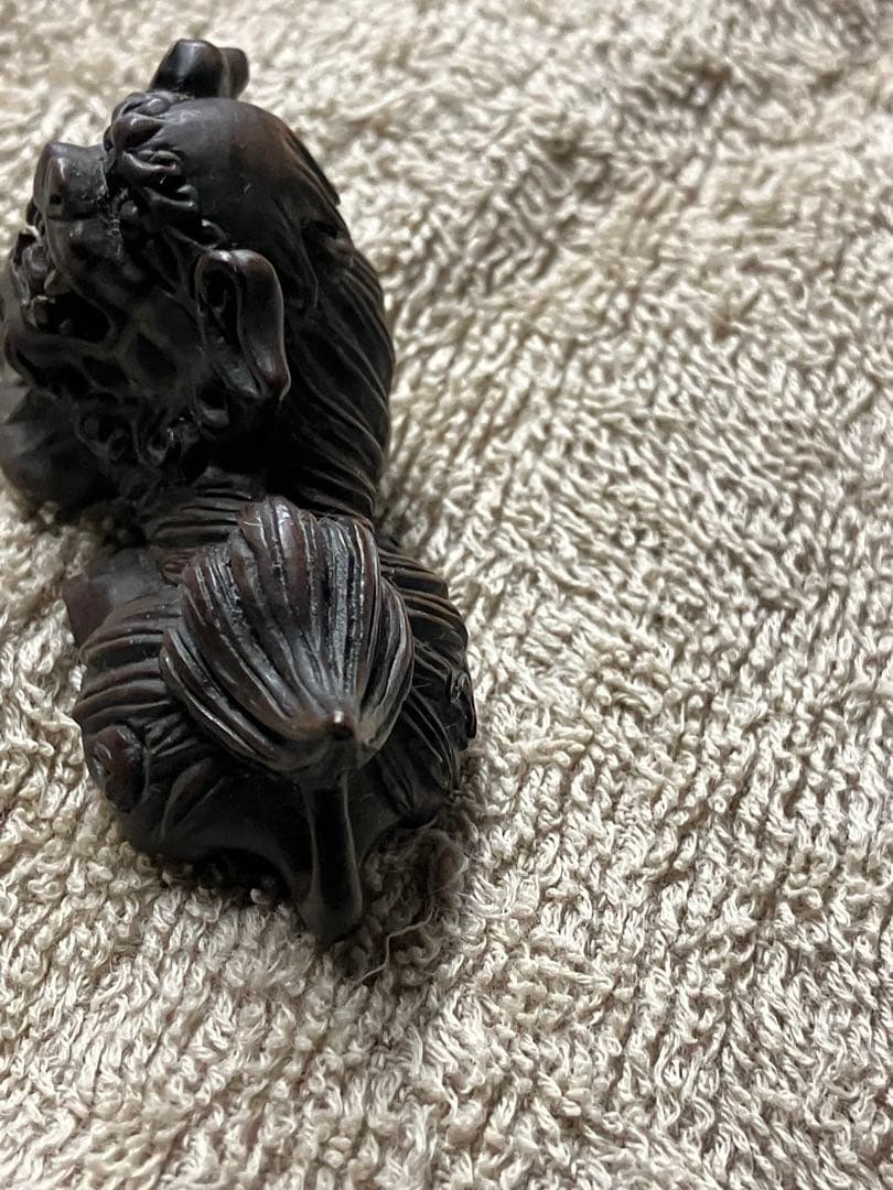 根付け　作者不明　刻印あり　獅子型　彫刻 約10cm
