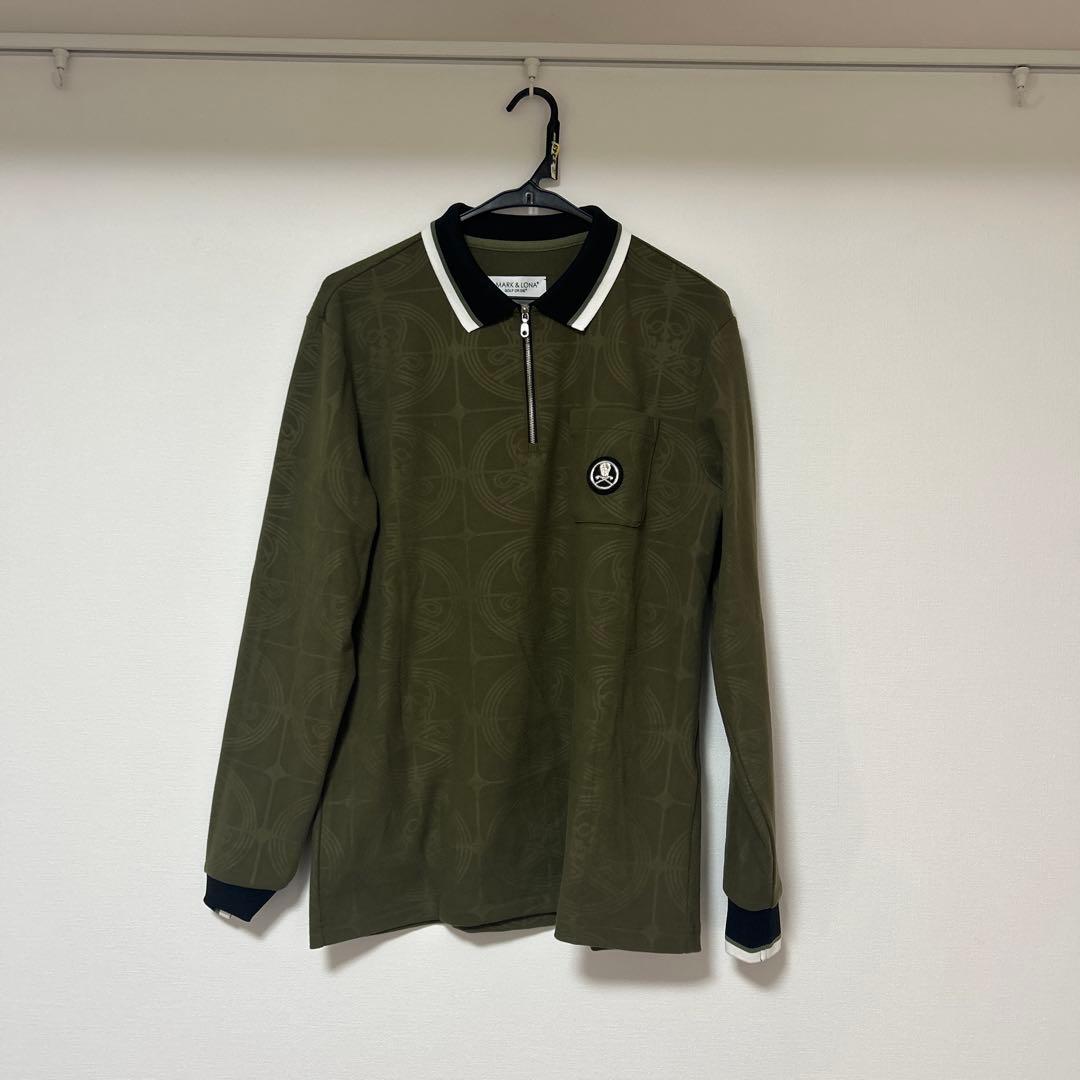 MARK & LONA オリーブ ジップアップポロシャツ