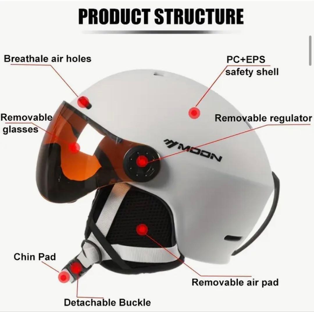 MOON スキー　スノーボード　ヘルメット ブラック L ゴーグル付き
