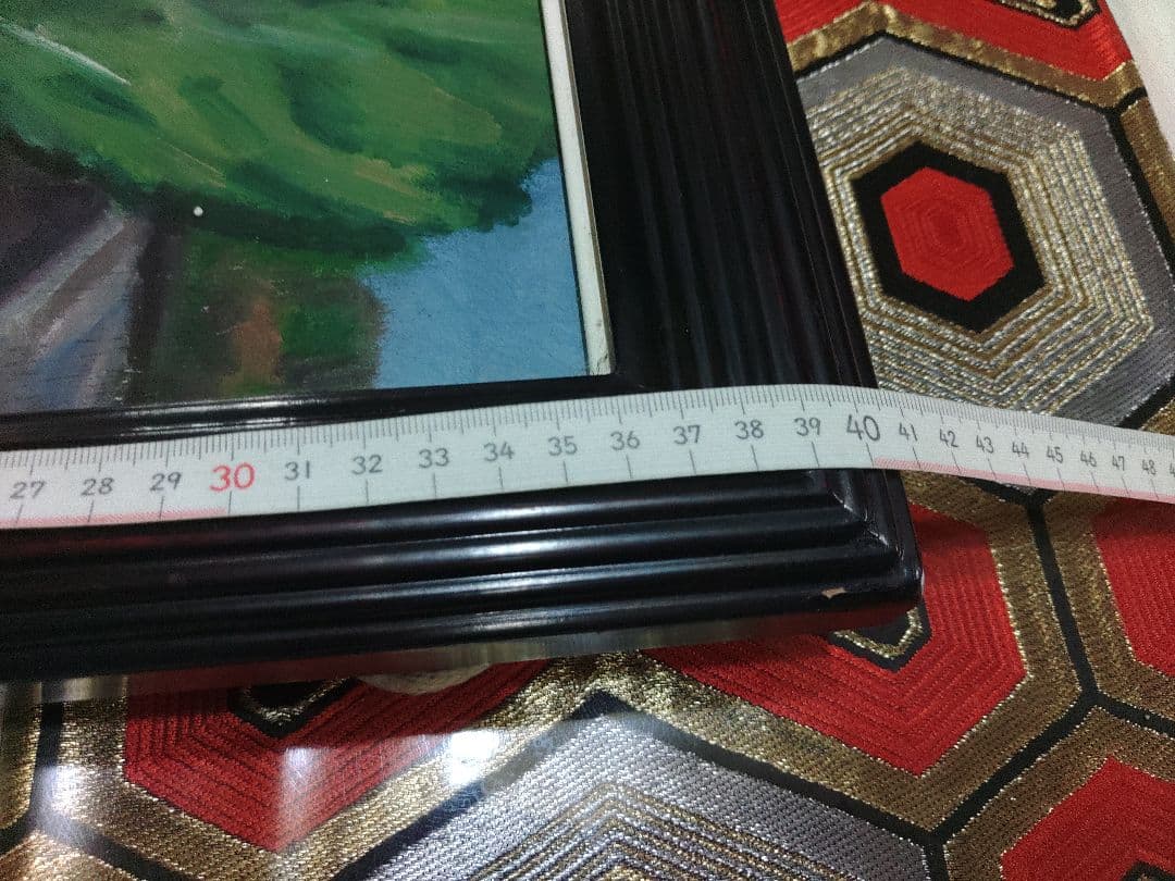 寺内萬治郎　油彩画　「鉄道」　真贋不明　かわいい風景画　良い感じの額装