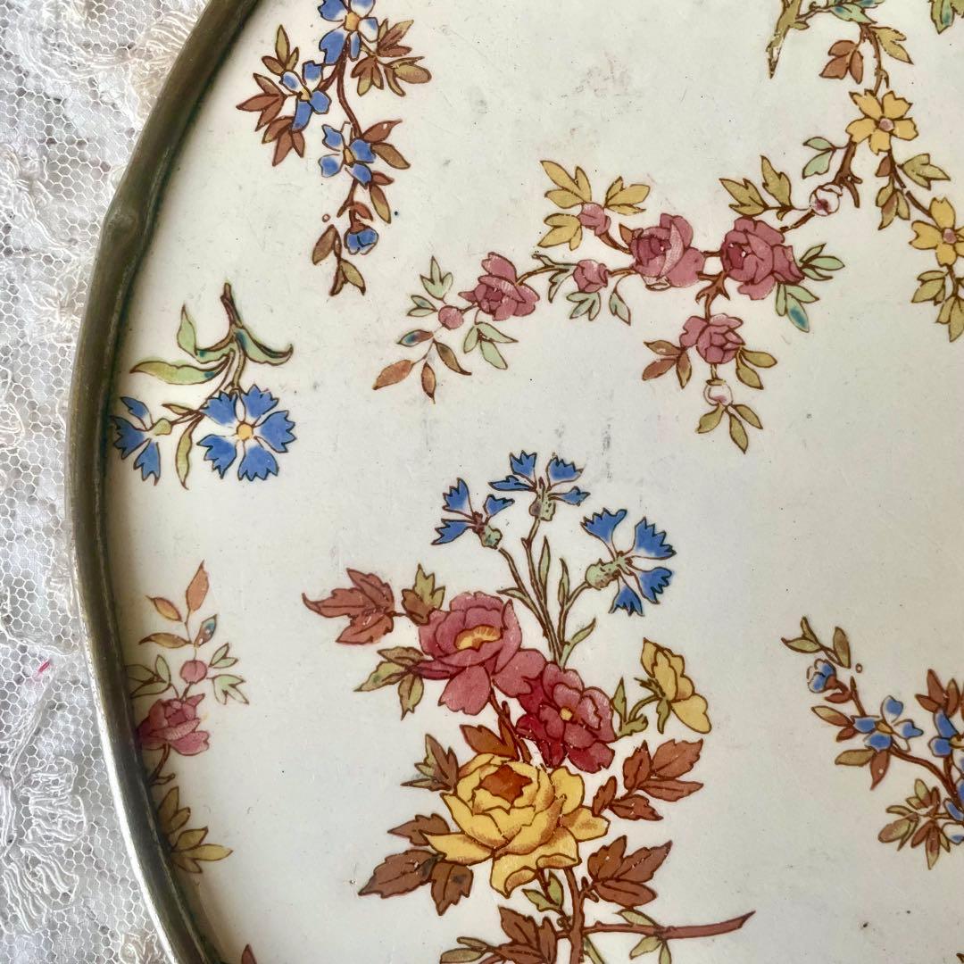 サルグミンヌ　ルイ15世　トリベット　陶板ラウンドプレート　フランスアンティーク